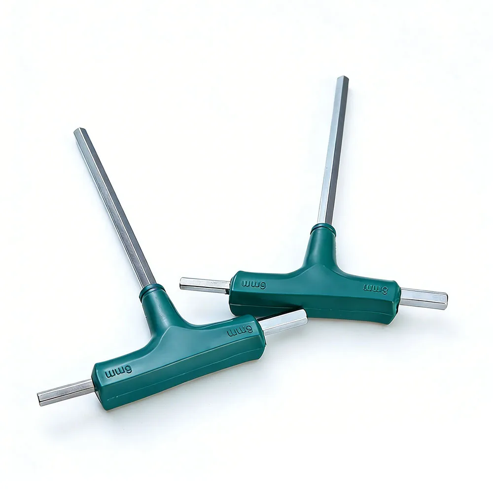 1 Pc 3-in-1 T-Handle Hex Key Wrench, Crutch-Type Flat Head with Plastic Grip, Multi-Functional Wrench for Home Repair