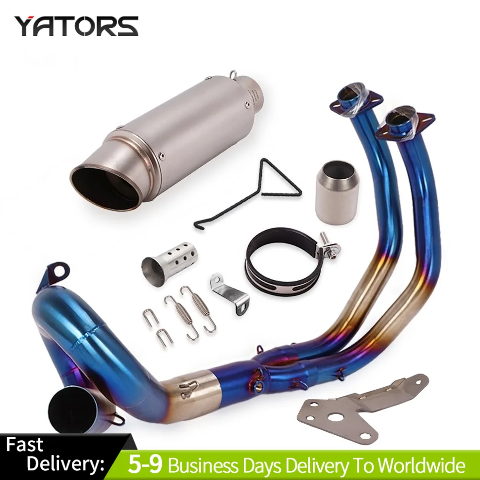 YZF-R7 MT-07 21-25 لياماها بولت على رأس العادم الكامل ربط الأنابيب الخمار أنظمة العادم الأزرق أنابيب العادم