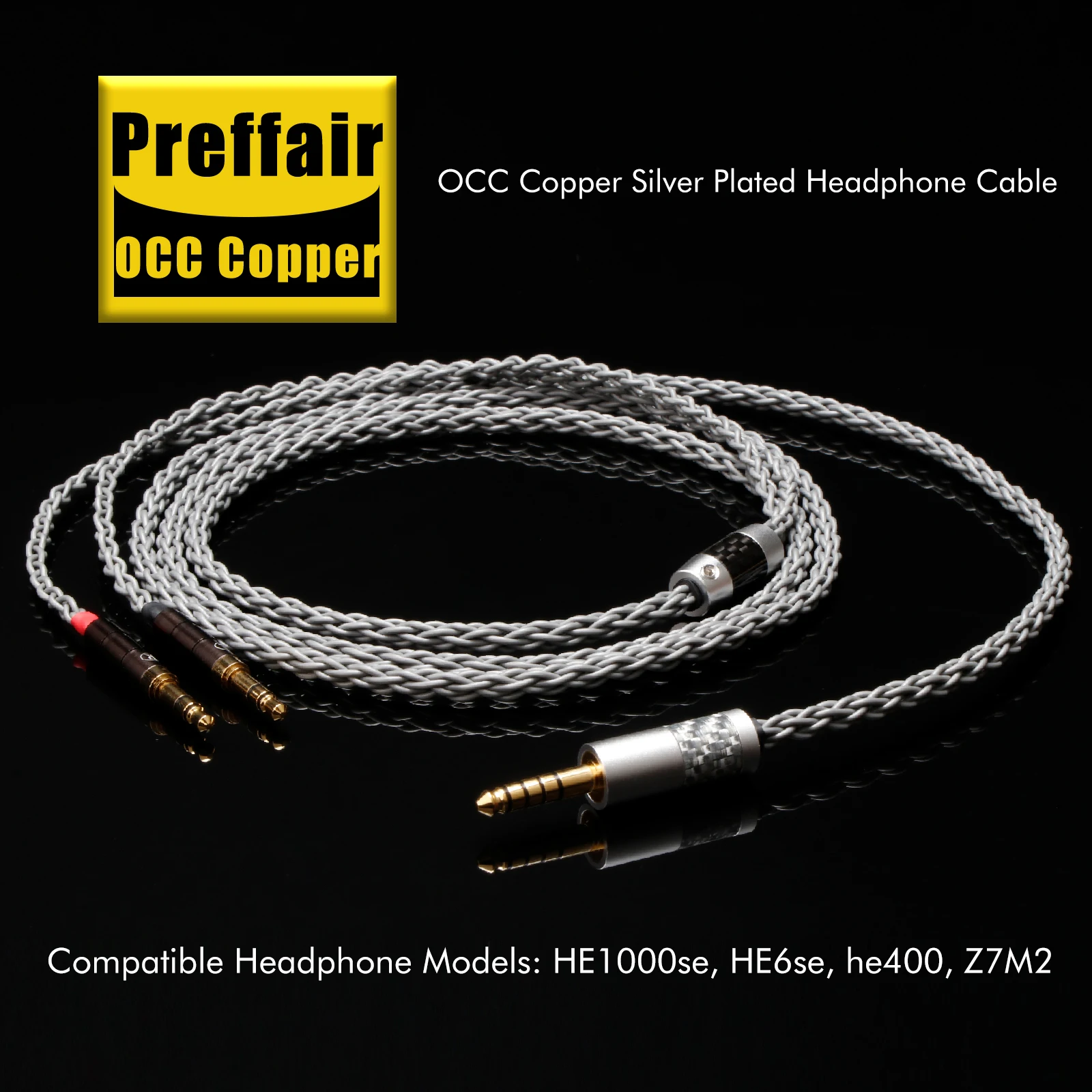Cable de audio balanceado OCC de 8 núcleos con conectores de 4.4mm y 2.5mm |   Compatible con Hifiman Ananda, Sundara, HE1000se, SONY Z7M2 y más |   3.5 mm