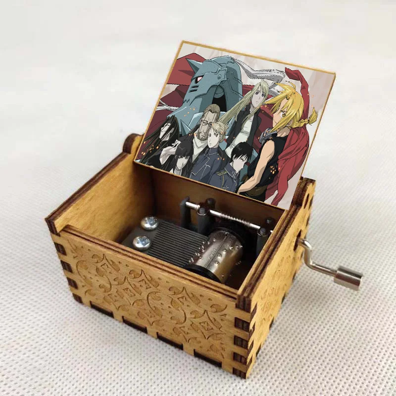 New Design anime Fullmetal Alchemist Vintage Mechanical Wooden Music Box Wood Crafts Kids toy new year gift Birthday Gifts