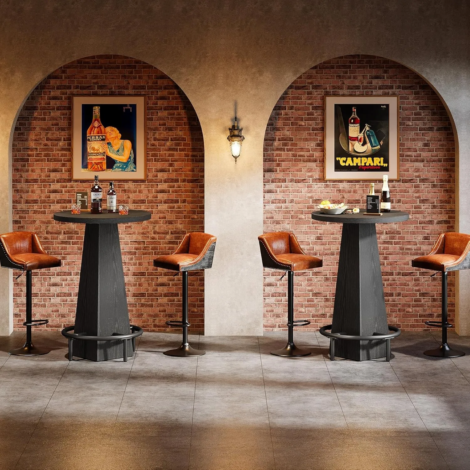 

Набор из 2 барных столов, круглый стол для паба диагональю 37,4 дюйма для небольших баров, столовой, кухни