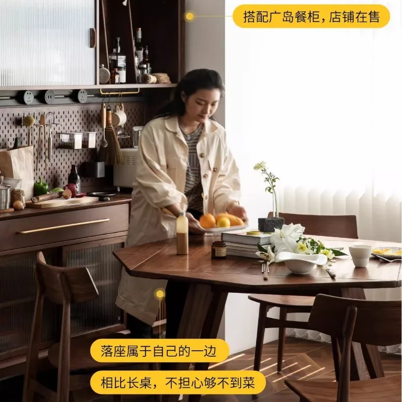 Octagonal dining table simple cherry wood