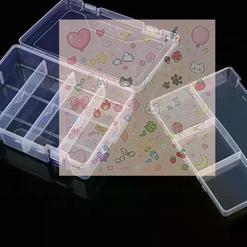 1Pcs Partitions Adjustable Handicraft Parts Classification Box Multi‑Lattice Transparent Storage Box Convenient To Use