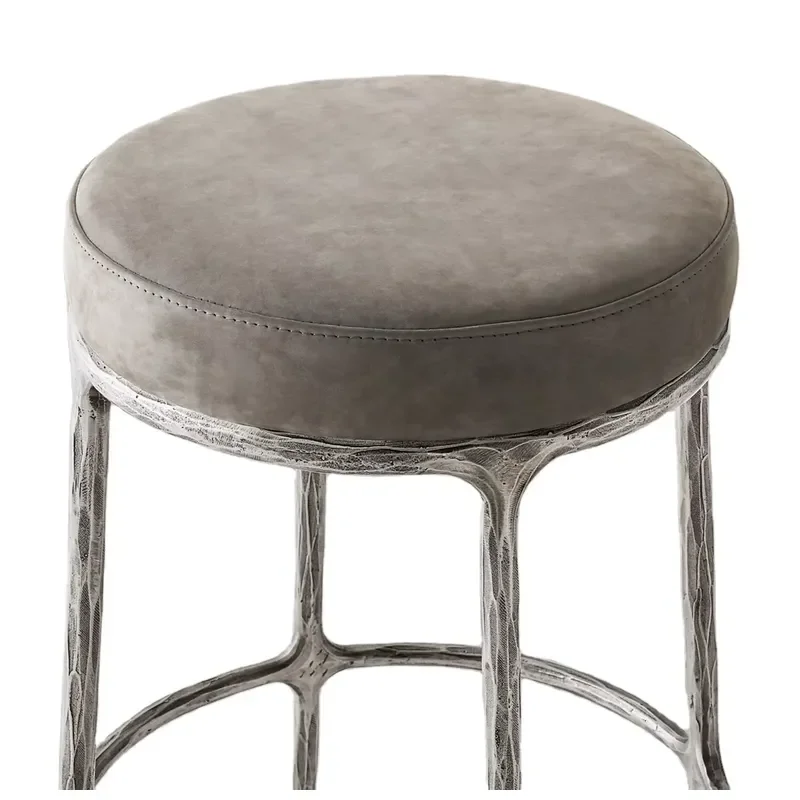 American Style Modern Bars Custom Bar Stools Steel Golden Frame Silver Grey for Bar Chairs Barstool Leather Stool