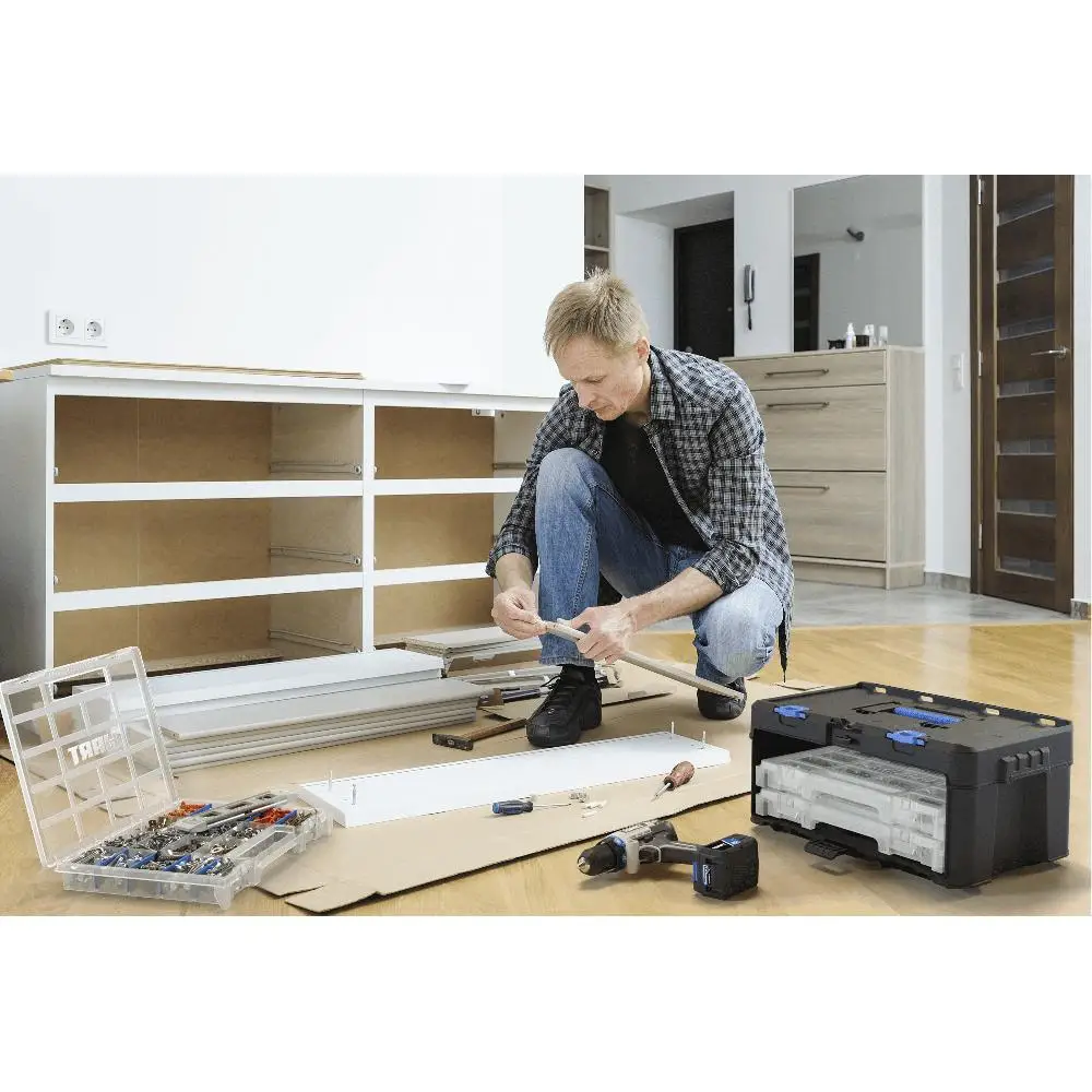 Modular Organizer Container Set DIY Home Garage Repairs Clear Plastic Dividers Portable Compact Secure Stackable Hart Stack