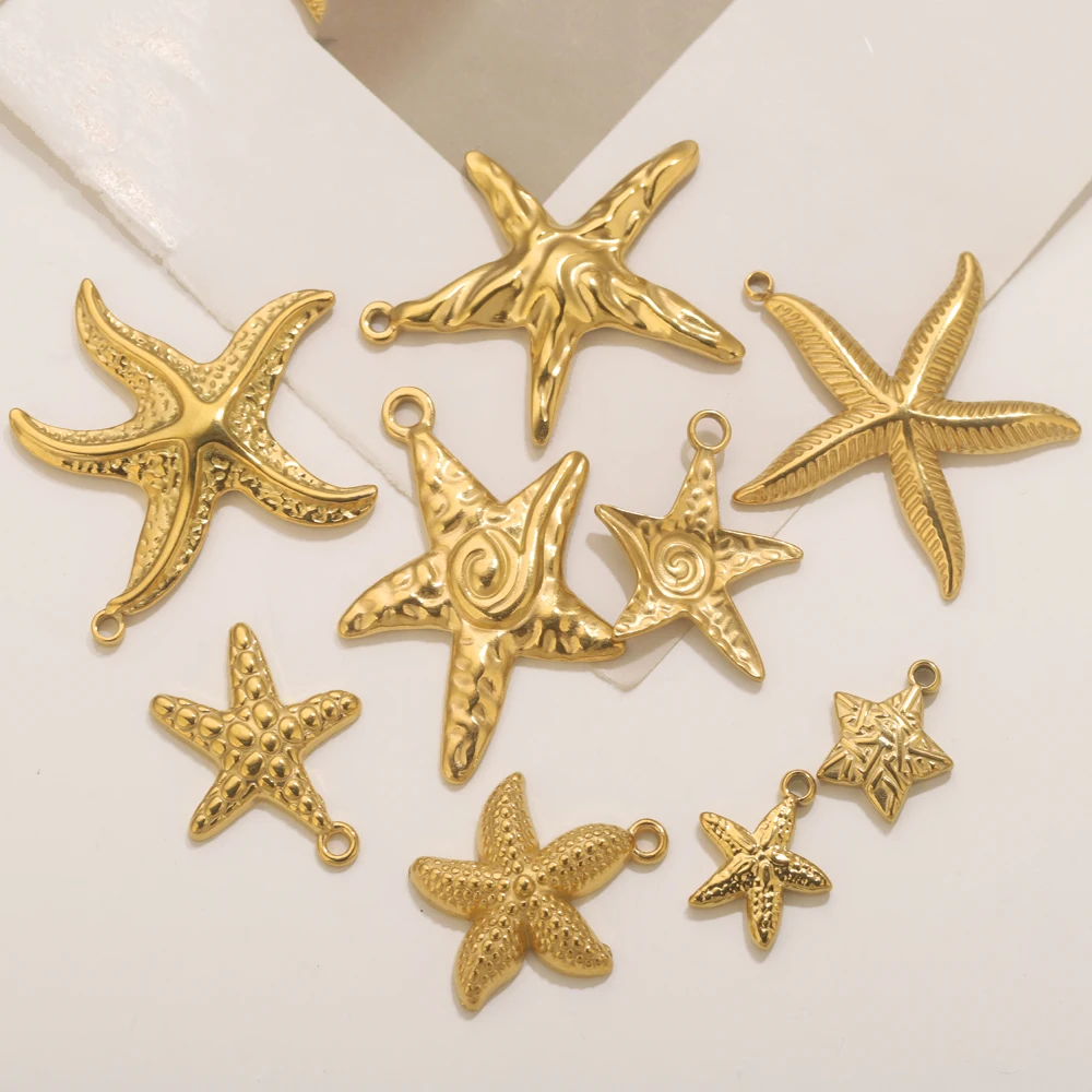5 قطعة الفولاذ المقاوم للصدأ الصيف نجم البحر نجمة البحر سحر DIY بها بنفسك القرط مواد المجوهرات صنع قلادة لوازم الحرف بالجملة #4