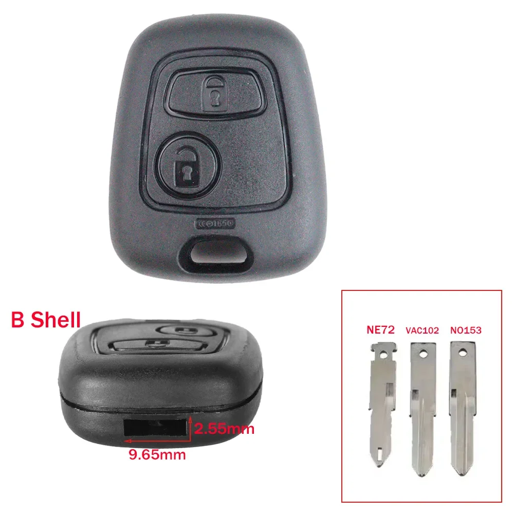 2 Knoppen Autosleutelzakje Case Shell Behuizing voor Peugeot 206 207 306 307 408 607 107 voor Citroen C1 C2 C3 C4 Xsara Picasso Saxo