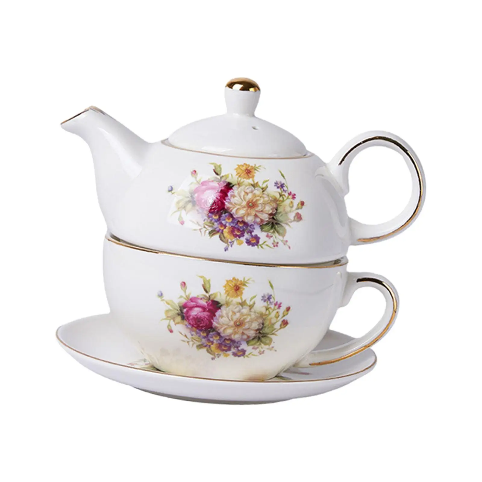 Porcelain Teapot and Cup Set Reusable Durable Vintage Water Kettle Tea Kettle Pot Coffee Pot for Home Afternoon Tea Party