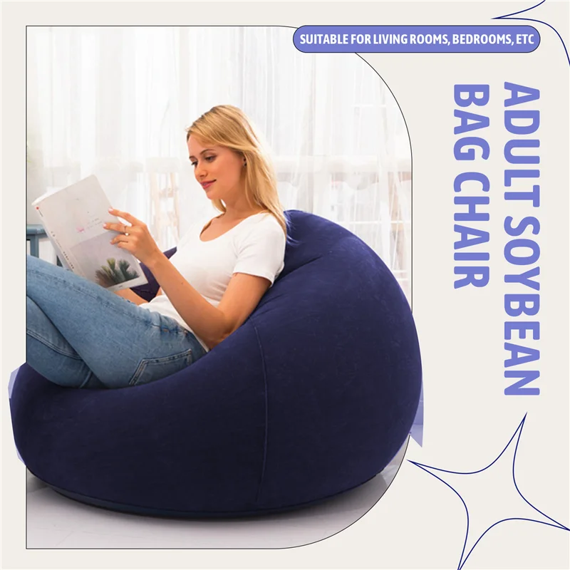 

AT48-Large Inflatable Sofa Chair Bean Bag Flocking PVC Garden Lounge Beanbag Outdoor Furniture Camping Backpacking Bags