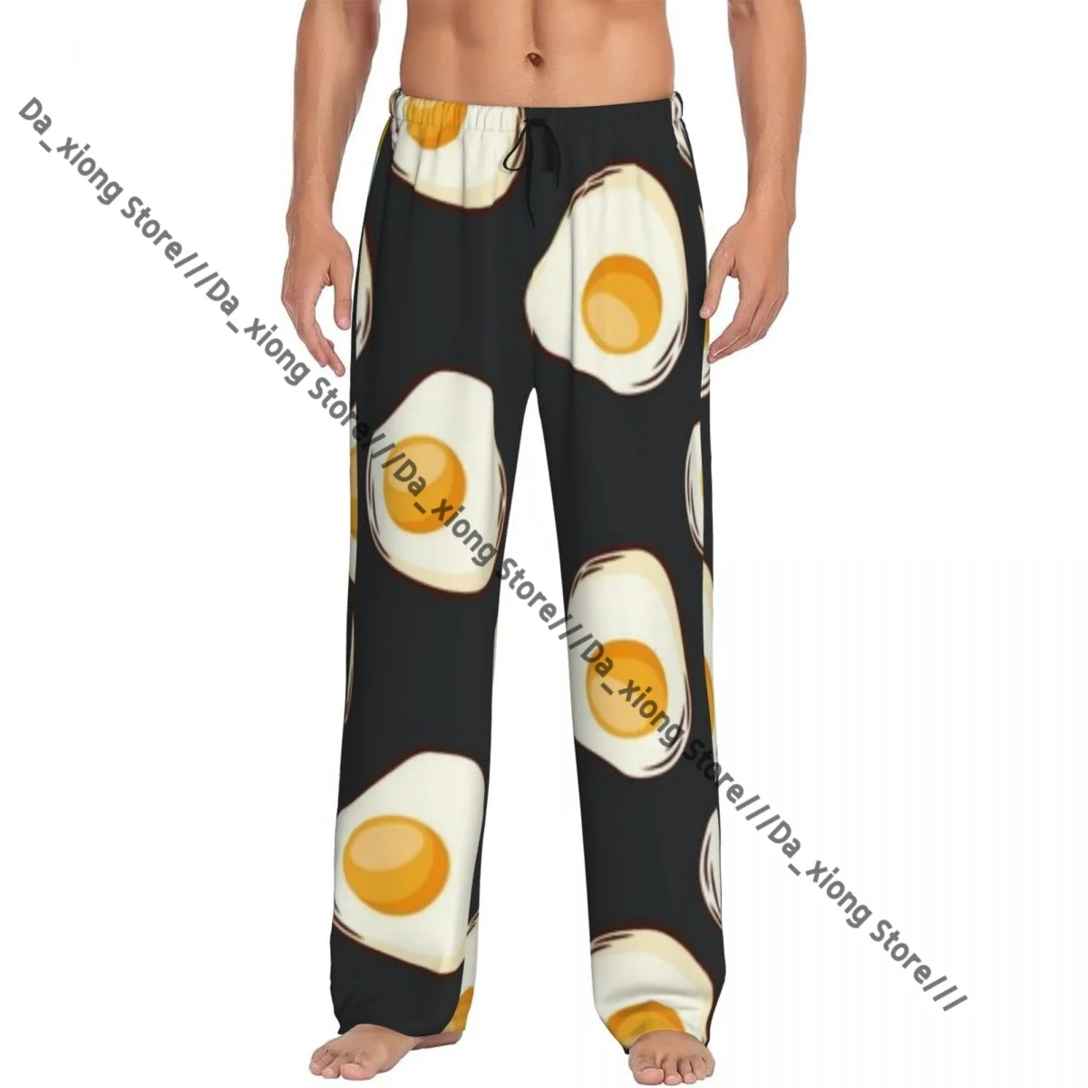 

Men's Sleepwear Loose Sleep Pants Pajamas Food Fried Eggs Background Long Lounge Bottoms Casual Homewear
