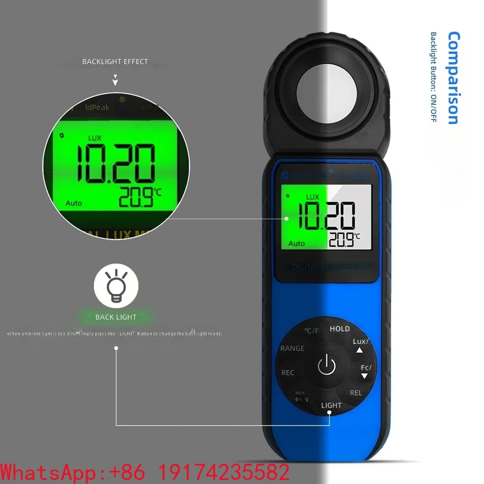 Compact Digital Lux Meter HP-881D 3999 Counts Bar Graph Display Silicon Light Filtering Diode Transducers Plant Growth