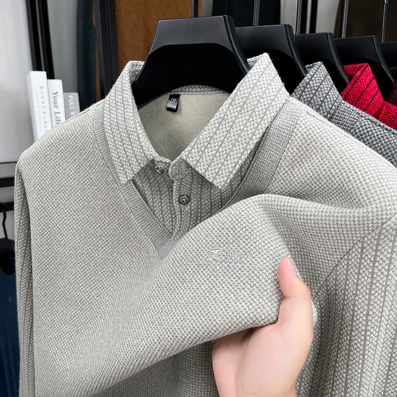 Maglieria in due pezzi finta a maniche lunghe con risvolto da uomo di marca originale Autunno Inverno Nuovo arrivo Addensare ricamato Abbigliamento da uomo caldo di moda