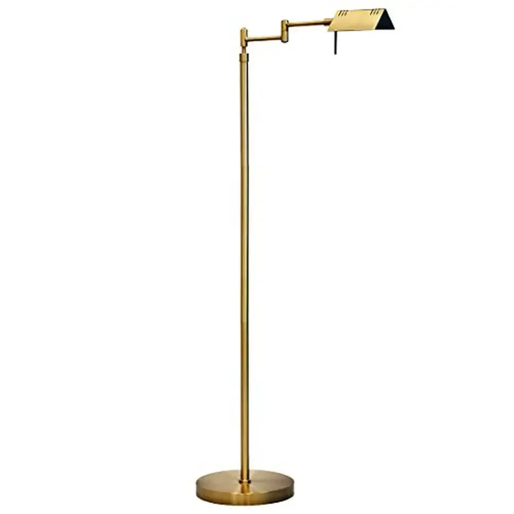 LED Swing Arm Adjustable Height Pharmacy Floor Lamp 12W Dimmable Memory Function ETL Listed High Brightness Long Lifespan Metal