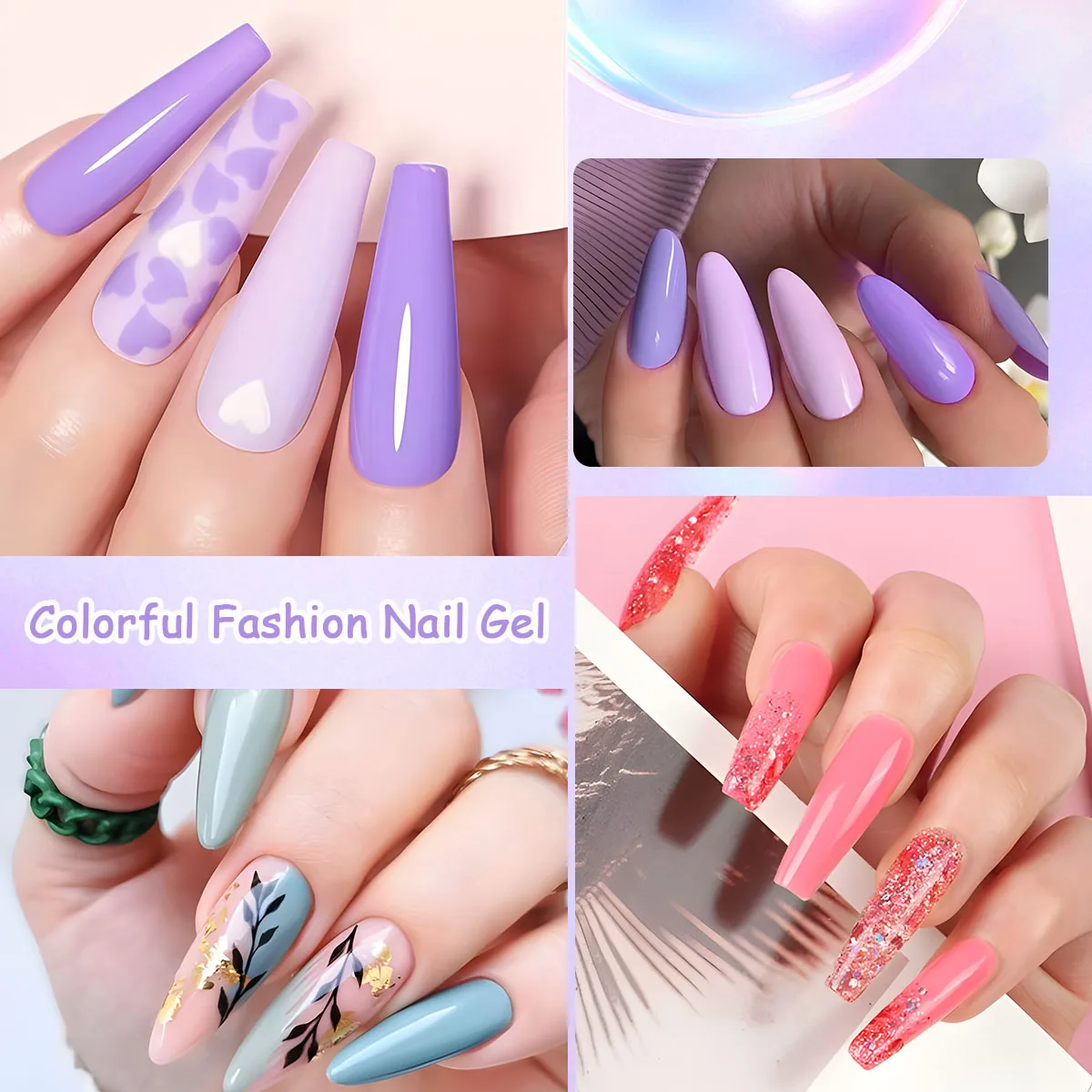 GAVY Juego de esmaltes de uñas en gel de 6 piezas - / Kit de eliminación de remojo con luz LED, juego de cuidado de uñas DIY para salón y hogar