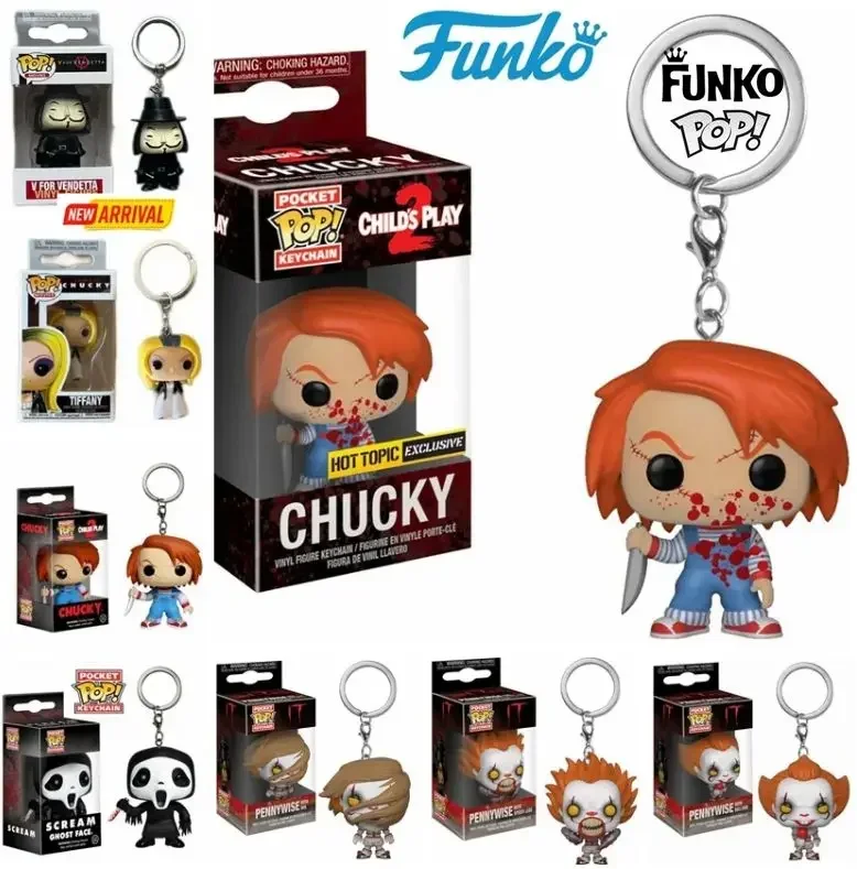 FUNKO POP TIFFANY CHILD'S PLAY Chucky V for Vendetta  Pennywise Scream GhostFace Pocket Pop Keychain Collection Model Kids Toys