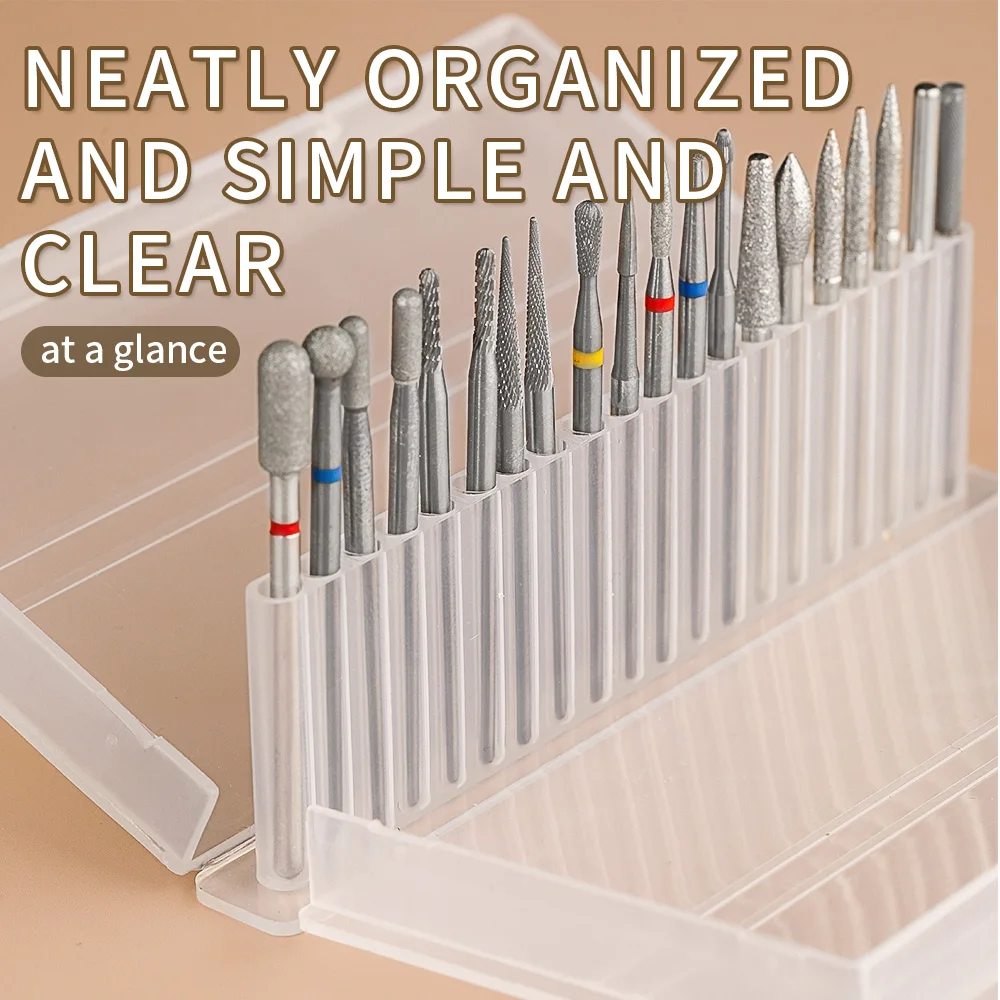 Support de foret à ongles Transparent en acrylique, 24 trous, boîte de rangement, vitrine Portable anti-poussière, vernis Gel et outil d'art des ongles œil de chat