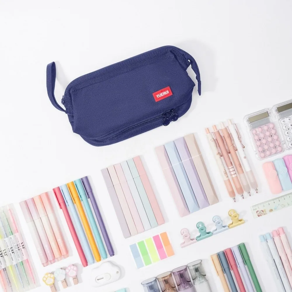 

Fashion Oxford Cloth Pencil Bag Double-layer Large Capacity Pen Case Durable Multifunctional Pen Box Gift