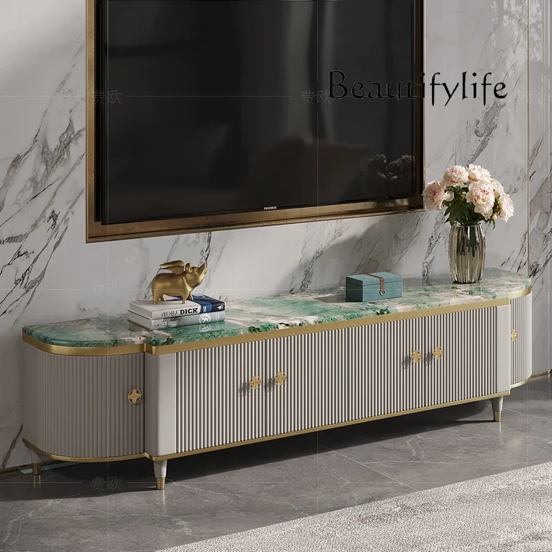 Light luxury TV cabinet Coffee table furniture Fashion modern Italian high-end living room Bedroom marble floor cabinet