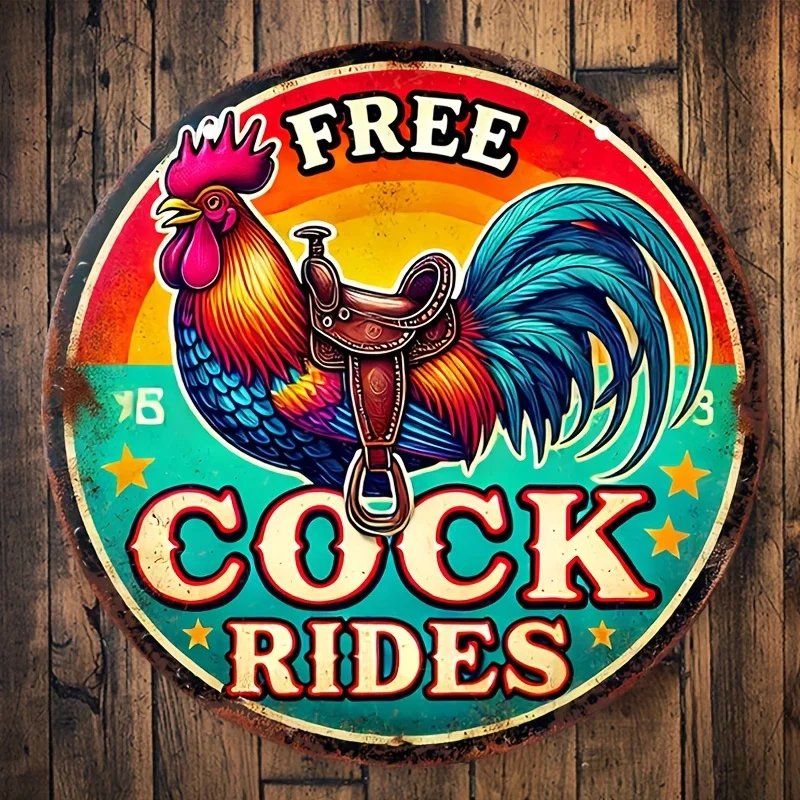 Vintage Rooster Humor Aluminum Sign - 8\