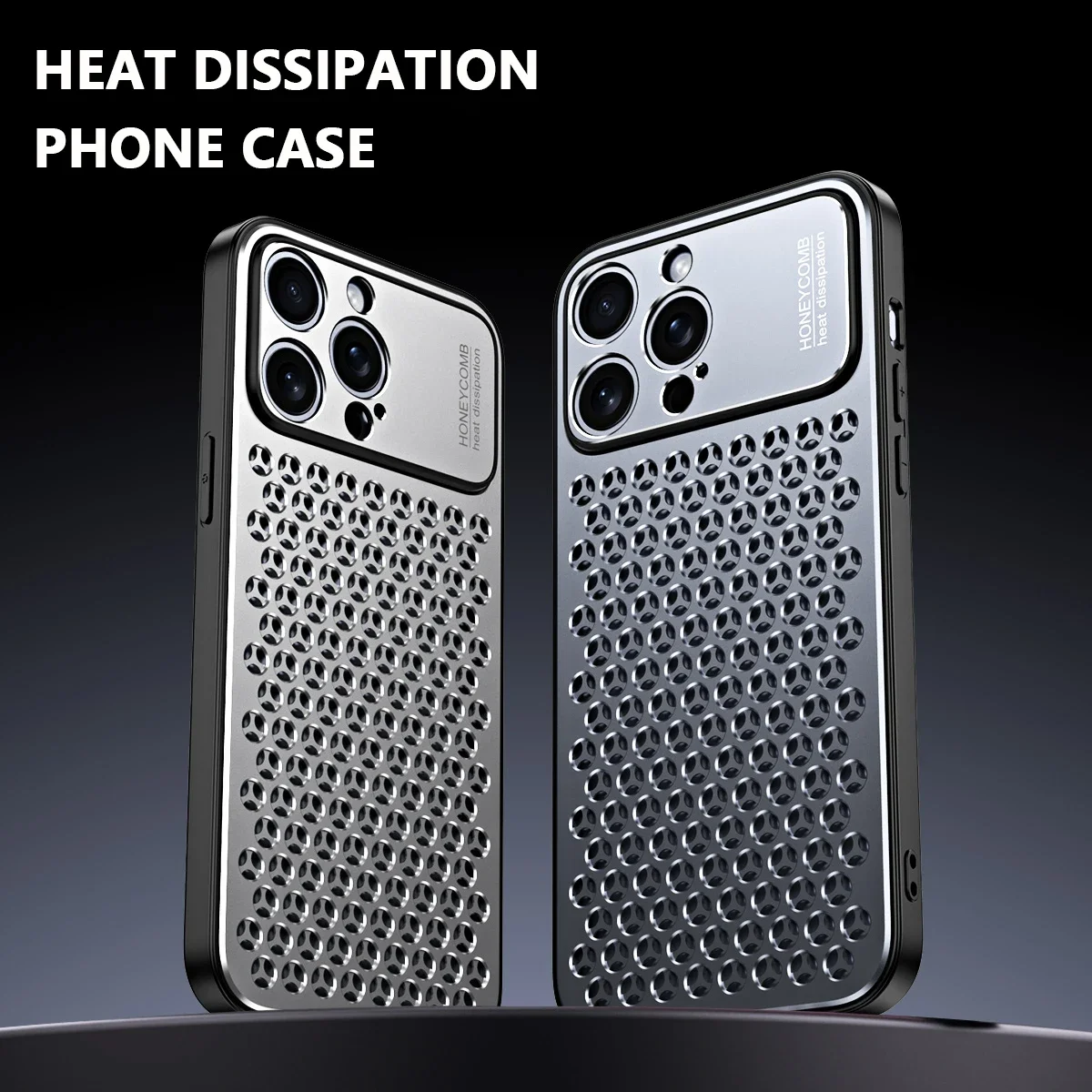 Luxury Metal Silicone 2 in1 Honeycomb Heat Dissipation Phone Case For iPhone 14 13 15 16 Pro Max Protection Anti Scratch Cover