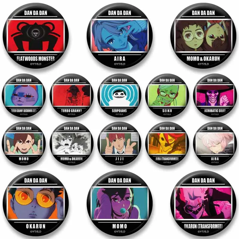 Anime D-Dandadan Badge Momo Ayase Ken Takakura Cartoon Lapel Pin Aira Seiko Jin Round Brooch Hat Bag Shoes Jewelry Ornament Gift