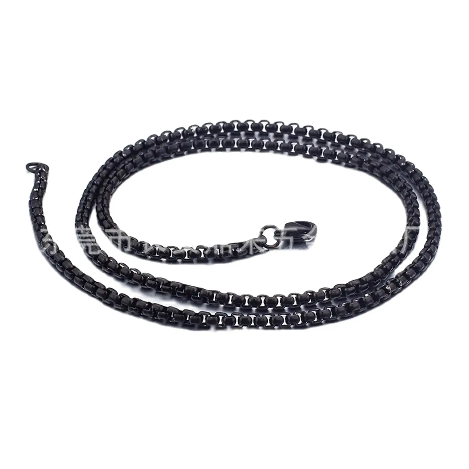 Titanium Steel Necklace Personalized Trendy Chain 4Mm Black Square Pearl Chain Stainless Steel Necklace Jewelry Chain