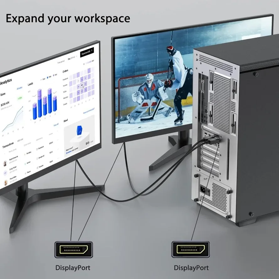 كابل DisplayPort إلى DisplayPort بطول 1.8 متر DP إلى DP ذكر إلى ذكر يدعم كابل 4K@60 هرتز متوافق مع Lenovo Dell HP ASUS والمزيد