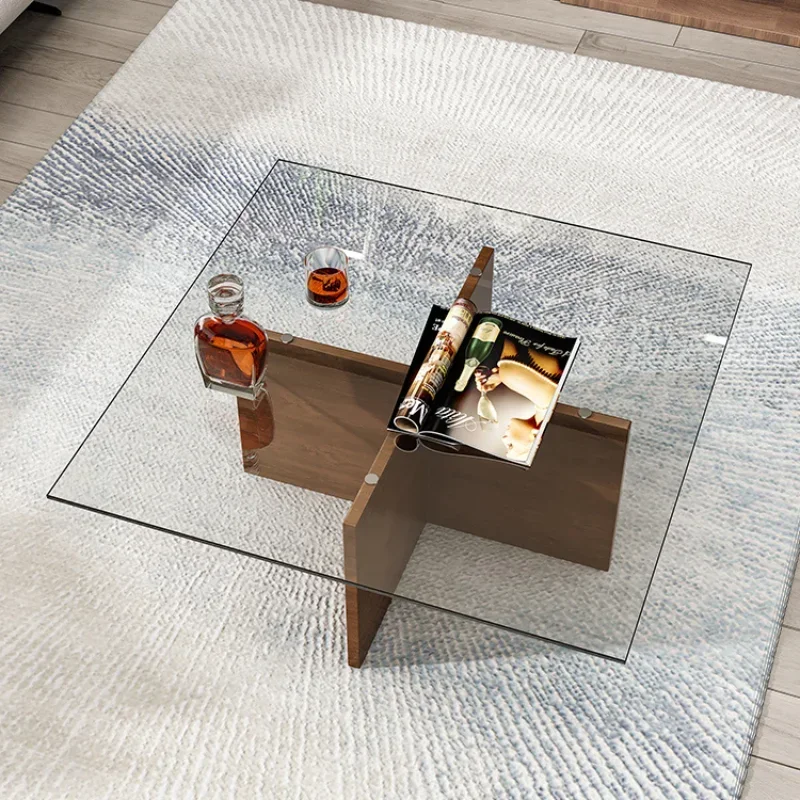 

Tempered Glass Square Coffee Table Living Room Sofa Corner Table round Tatami Tea Table