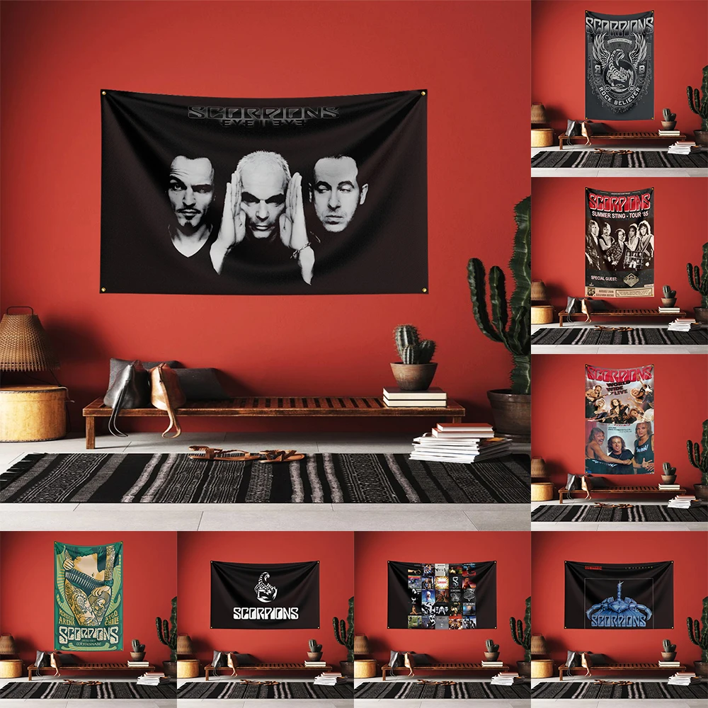 

90X150 3x5 FT S-Scorpions Heavy Rock Band Flag Polyester digital printing banner living room decoration art outdoor tapestry gar