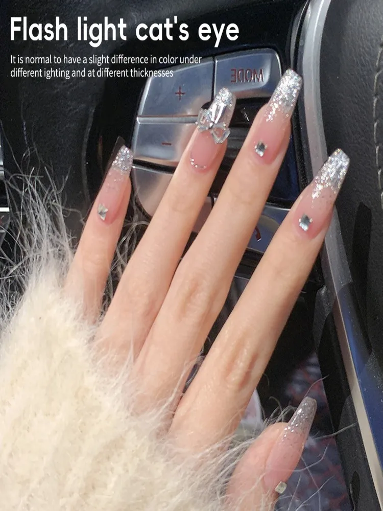 1 PC 2025 Super Bright Platinum Silver Magnetic luster Glitter CAT's Eye Firm และยาวนานเหมาะสําหรับ Home Nail Art DIY