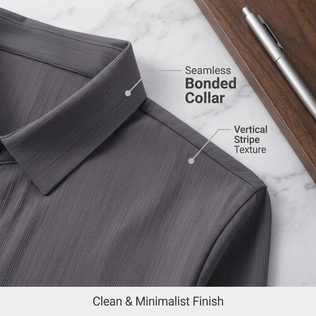 Men's Seamless Long-Sleeve Business Shirt Slim Fit Anti-Wrinkle Antibacterial Vertical Stripes Breathable Formal Office Top