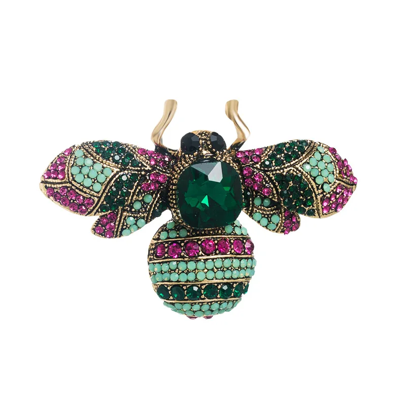 SKEDS Classic Vintage Big Rhinestone Bee Brooches Pins For Women Luxury Crystal Insect Jewelry Suit Clothing Brooch Pin Badges