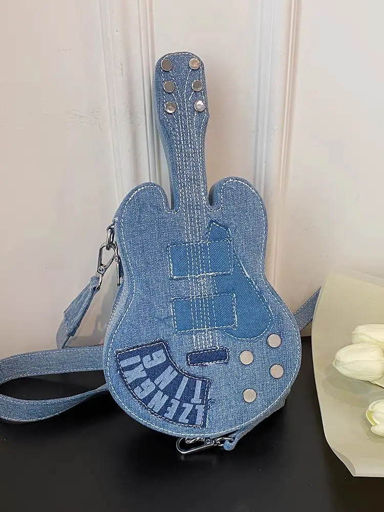 

Personalized denim bag, popular casual guitar bag, fashionable and versatile trendy shoulder bag