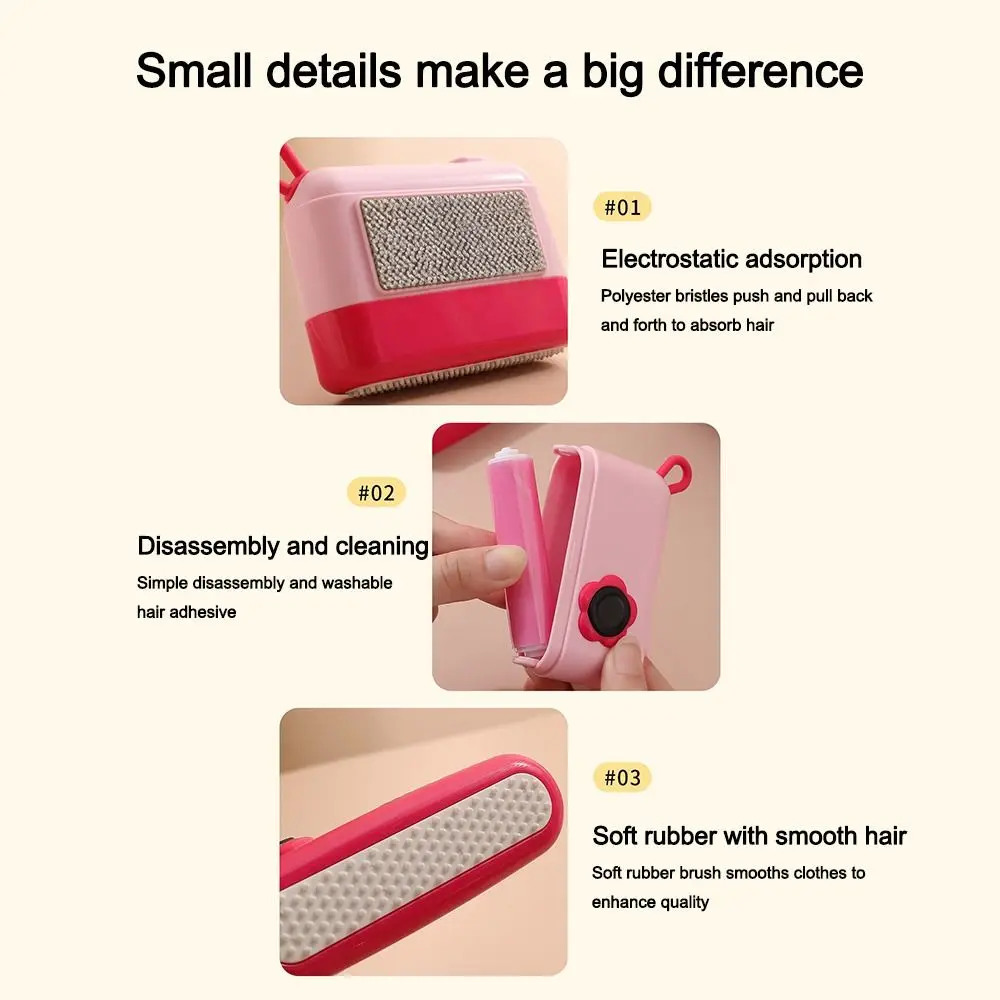 

Durable 3-in-1 Camera Hair Remover Cartoon Hangable Washable Hair Remover Reusable Strong Adhesiveness Pet Hair Removal Brush