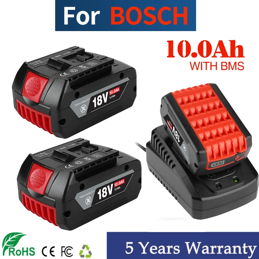 

100% Original 10ah Rechargeable Lithium Ion Battery for Bosch 18V 6.0A Backup Battery Portable Replacement BAT609 BAT609G 618