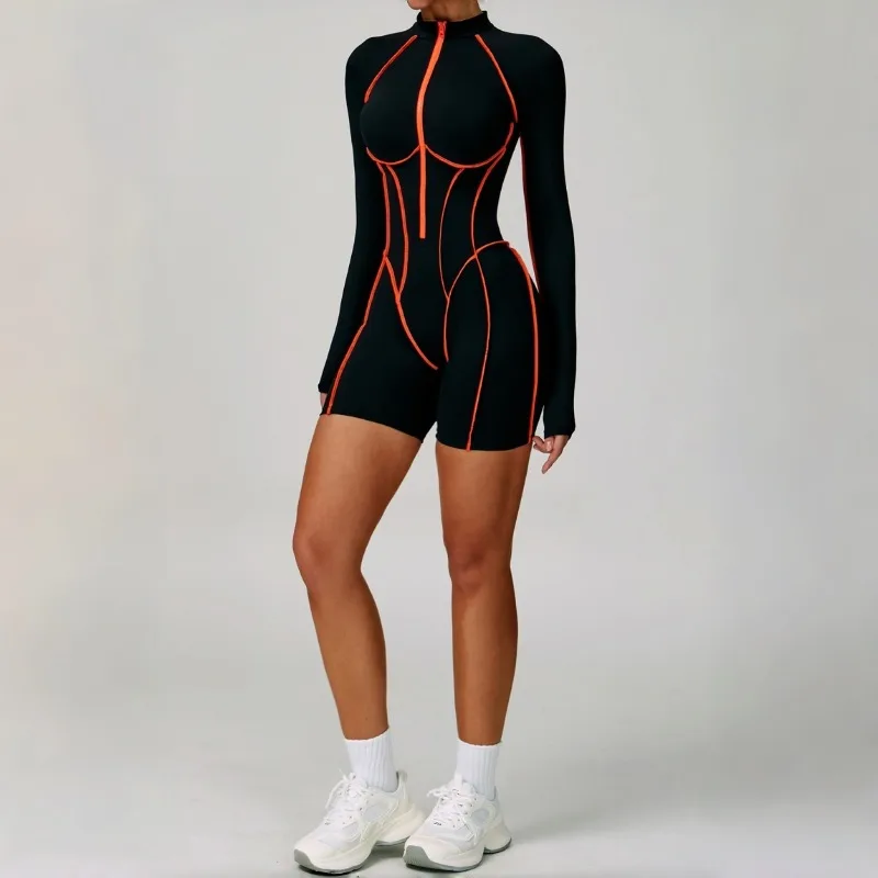 

Женская одежда для йоги телесного цвета, красивая облегающая одежда для фитнеса сзади, спортивный комбинезон высокой интенсивности для отдыха на открытом воздухе