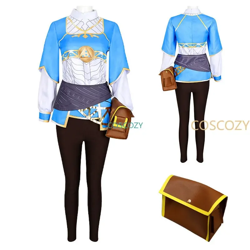 Princess Zelda Cosplay Breath of the Wild The Legend of Cosplay Wig Costume Outfit Woman Halloween Long Gloden Wig Clothing Set