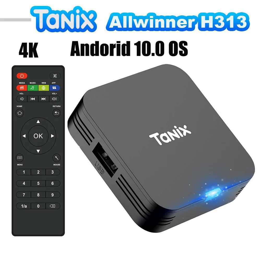 Tanix TX1 Android TV Box Allwinner H313 Quad Core 2.4G Wifi Bertenaga oleh DC 5V 2A
