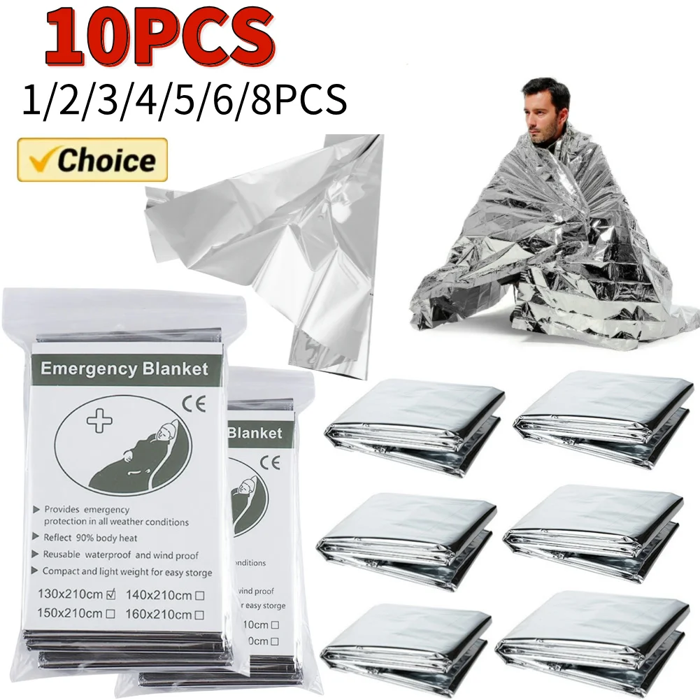 130x210cm Foil Mylar Thermal Blanket Keeps You Warm Emergency Thermal Blanket Retain Body Heat Silver Foil Blanket for First Aid