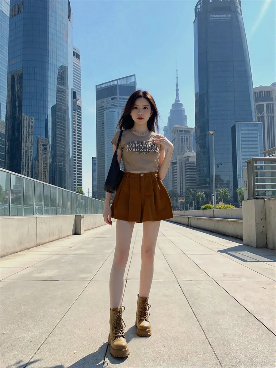 Pantalones cortos de pana para mujer, piel juvenil, Faldas universitarias delgadas de tamaño femenino, Moda nostálgica, gimnasia de guepardo