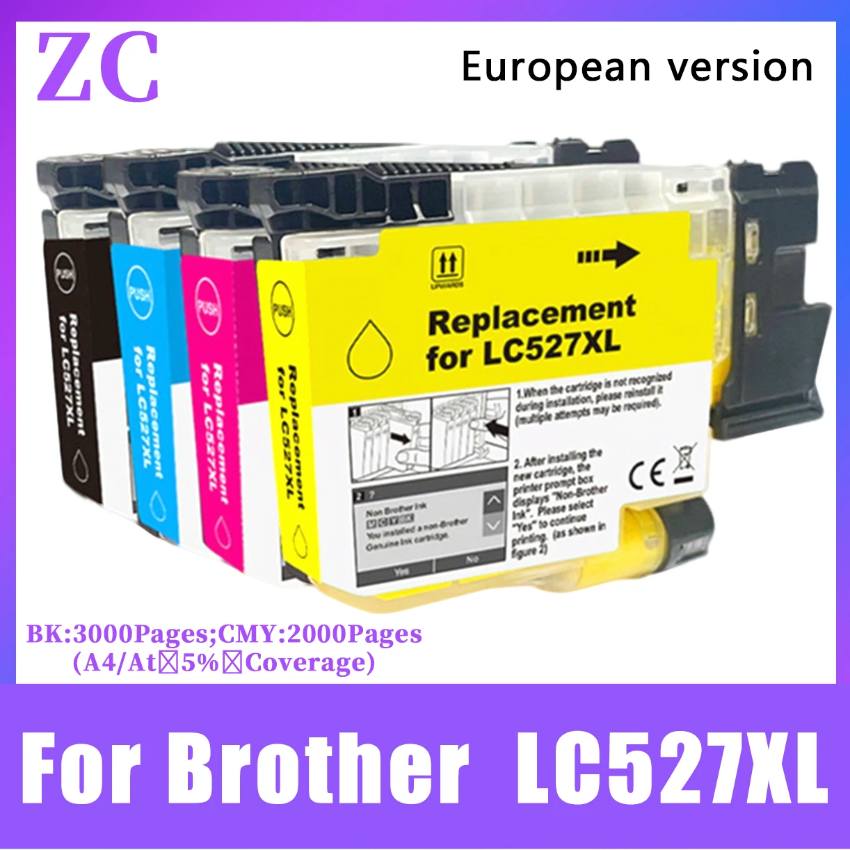 

LC527XL 527XL LC-527 High capacity Compatible Ink Cartridge For Brother MFC-J4350DW,MFC-J4550DW Printer