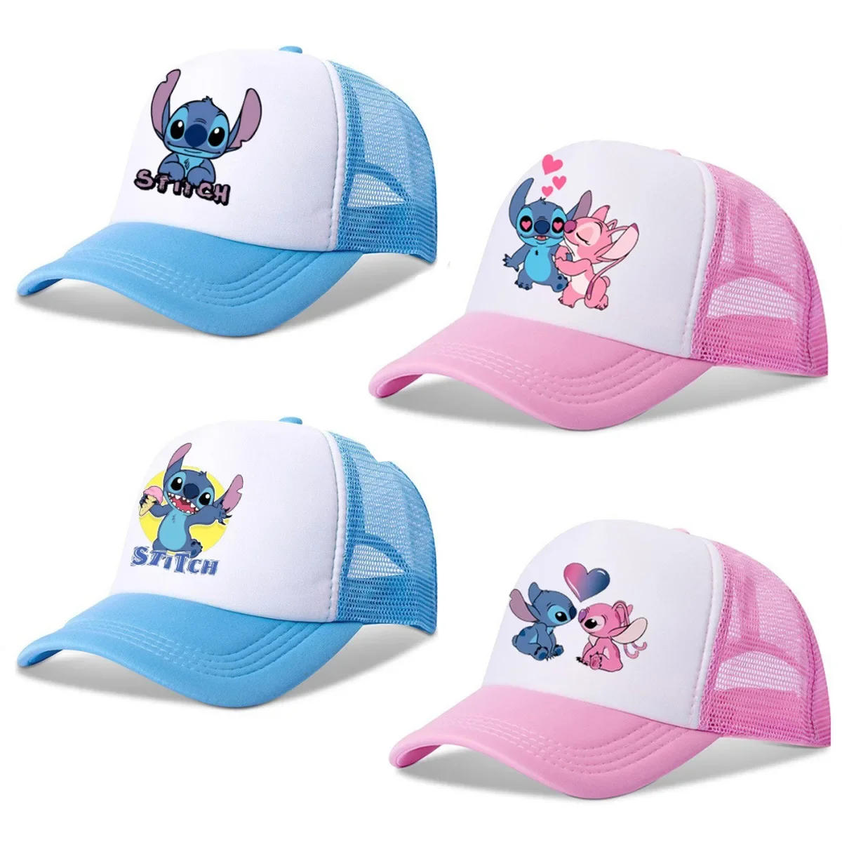 Lilo & Stitch Kids Adjustable Printed Mesh Sponge Cap, Sun Hat & Visor Hat