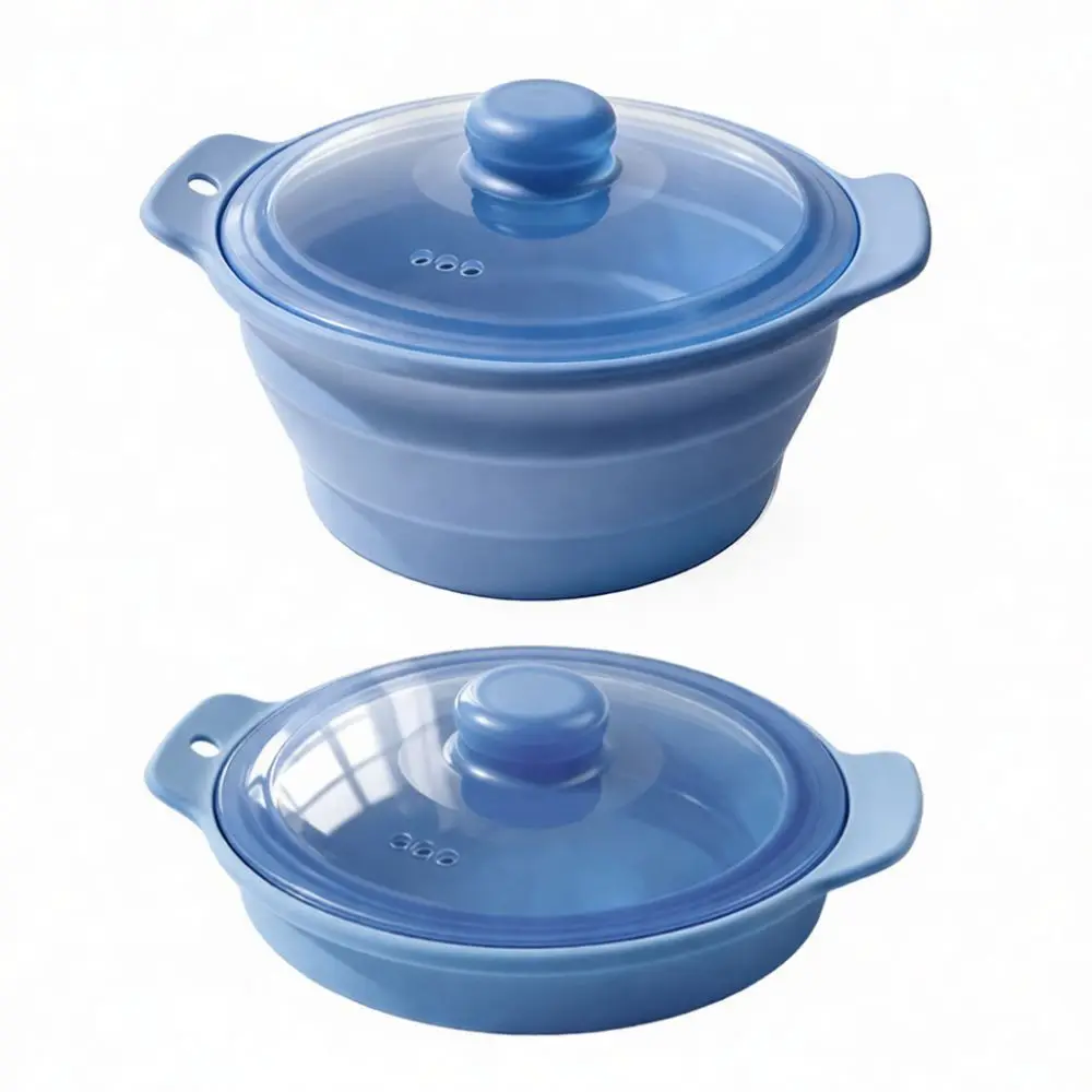 Collapsible Silicone Steam Pot Multi Purpose Kitchen Soup Cooker Durable Food Grade Microwave Oven Air Fryer Safe Camping