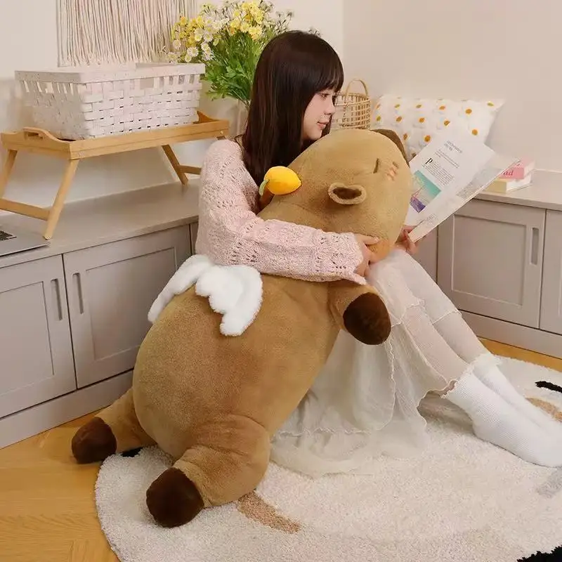 60cm 대형 귀여운 창의적인 카피바라 봉제 인형 부드러운 동물 인형 아기 수면용 포옹 베개 소파 쿠션 어린이 선물