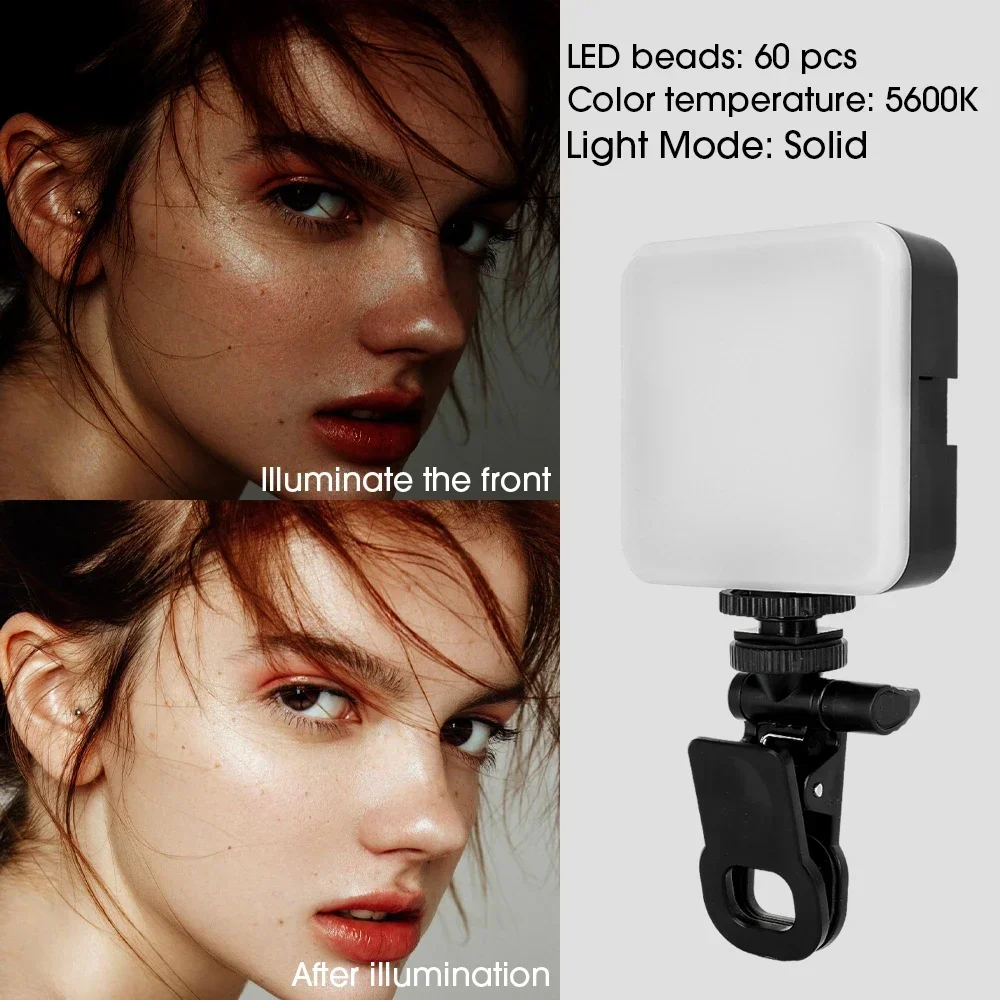 Mini LED Selfie Light for IPhone 15 Samsung IPad Mobile Phone Laptop Clip Ring Flash Fill Video Photo Ringlight Photography Lamp