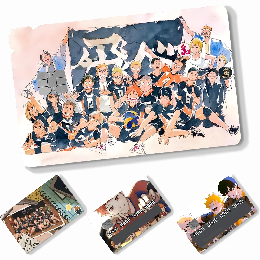 

Наклейки для карт аниме H-HaikyuS, 4 шт., ПВХ, наклейки для кредитных карт, съемная самоклеящаяся защитная пленка