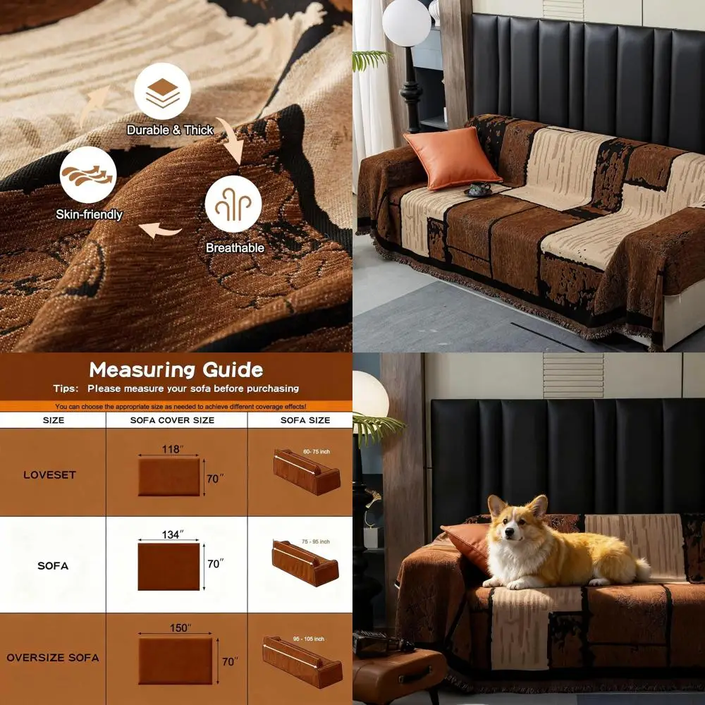 

Washable 3-Cushion Couch Covers, Pet & Kid-Friendly, Modern Anti-Slip Protector (71 x 134)