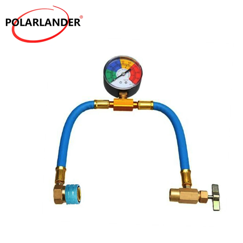 

R1234YF AC Recharge Hose Kit 1/2 Inch LH Thread Self Sealing Can Tap Opener With Pressure Gauge