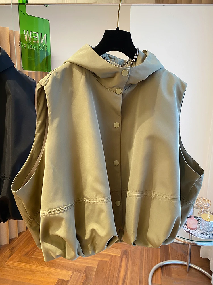 

Свободный женский жилет Svel Верхняя одежда с капюшоном Jaet Весна Осень Дизайн Бренд Tag Cut Бренд Yoka Xin Commute Sle Хлопок ...