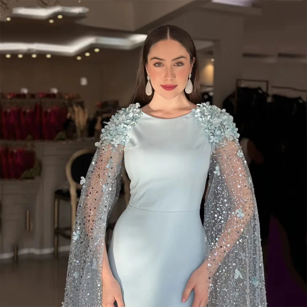 Vestido de noche sin mangas con flores exquisitas personalizado, encantador vestido de fiesta con volantes y cuentas, vestido de fiesta con lentejuelas de sirena